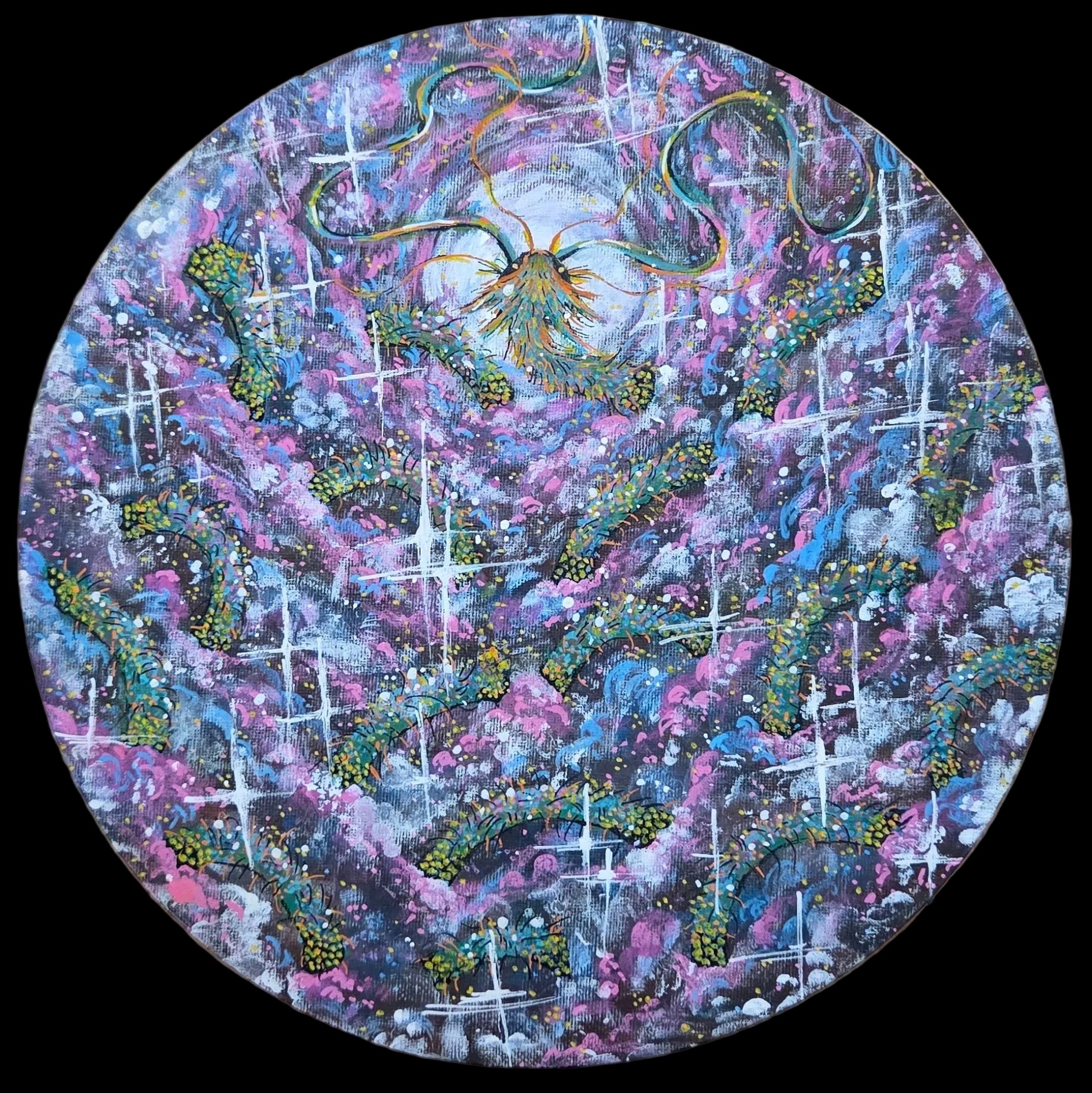 Guardian Original Acrylic on Round Canvas